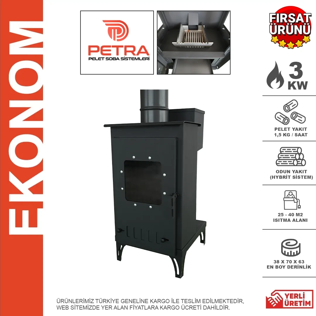 EKONOM DEKORATİF MİNİ PELET SOBA